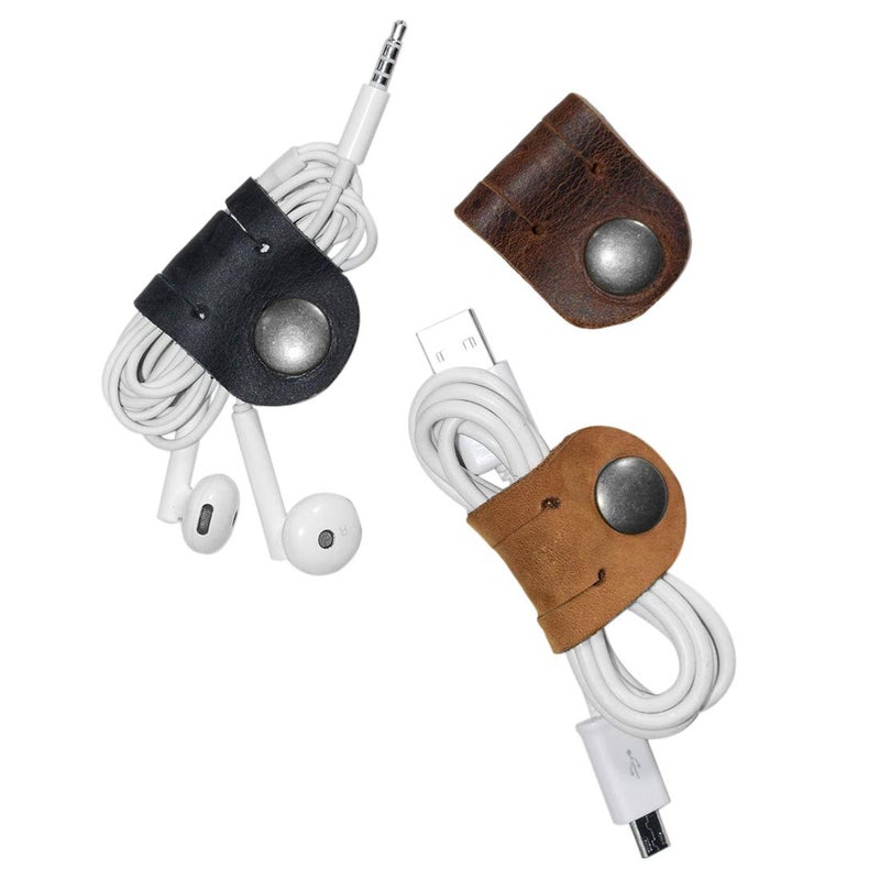 Hide & Drink, Leather Cord Organizer (3 Pack) / Earbud/Cable/Earphone Holder/Case/Phone Accessories/Travel Essentials, Handmade :: Multicolor - Image 1